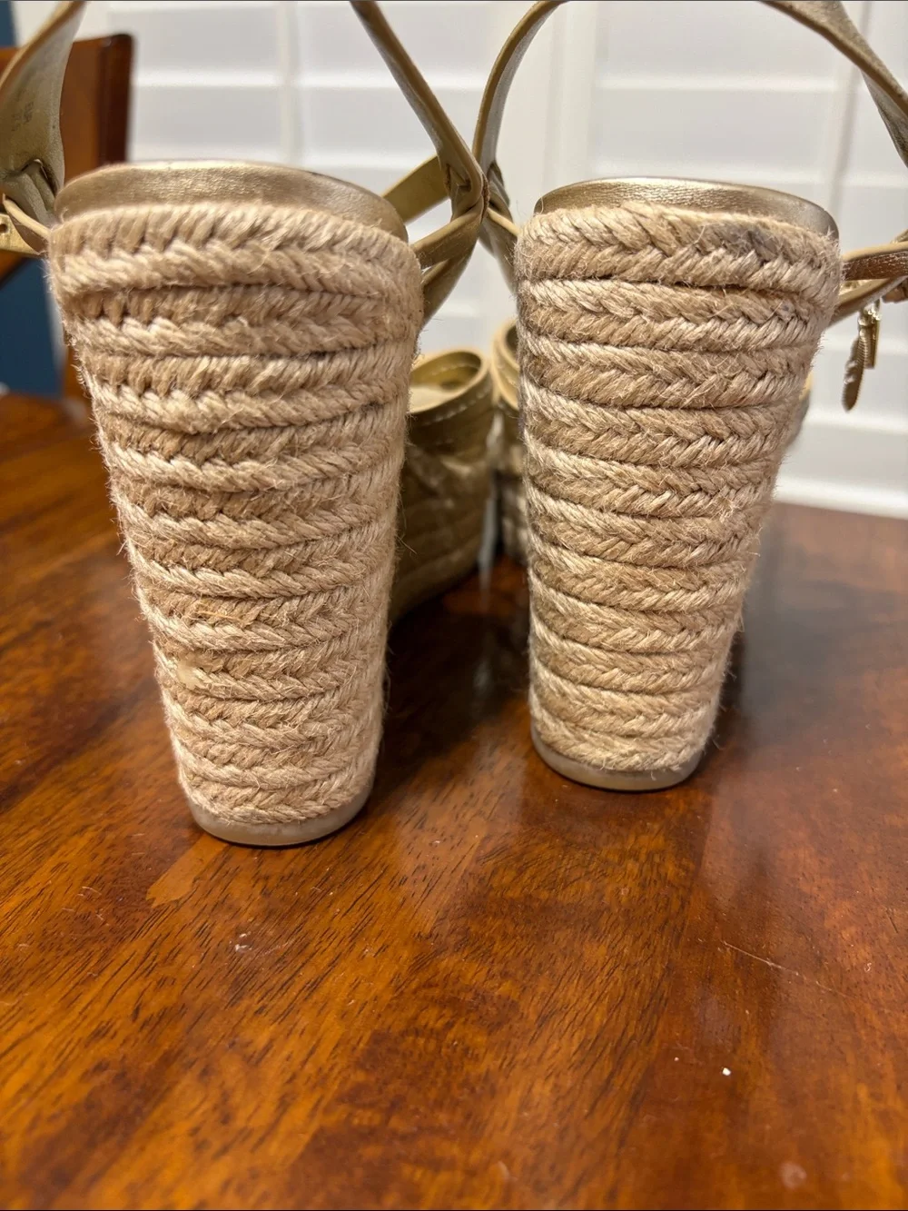 Coach Metallic Gold Braided Wedge Sandals